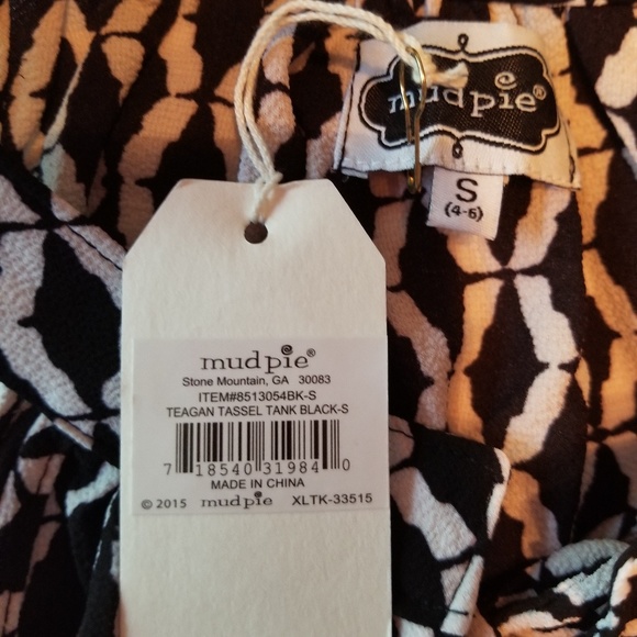 NEW Mud Pie Teagan Tassel B&W Tank S - Picture 6 of 8